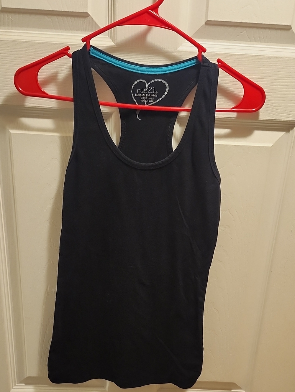 Rue21 Black Racerback Tank with Teal Trim